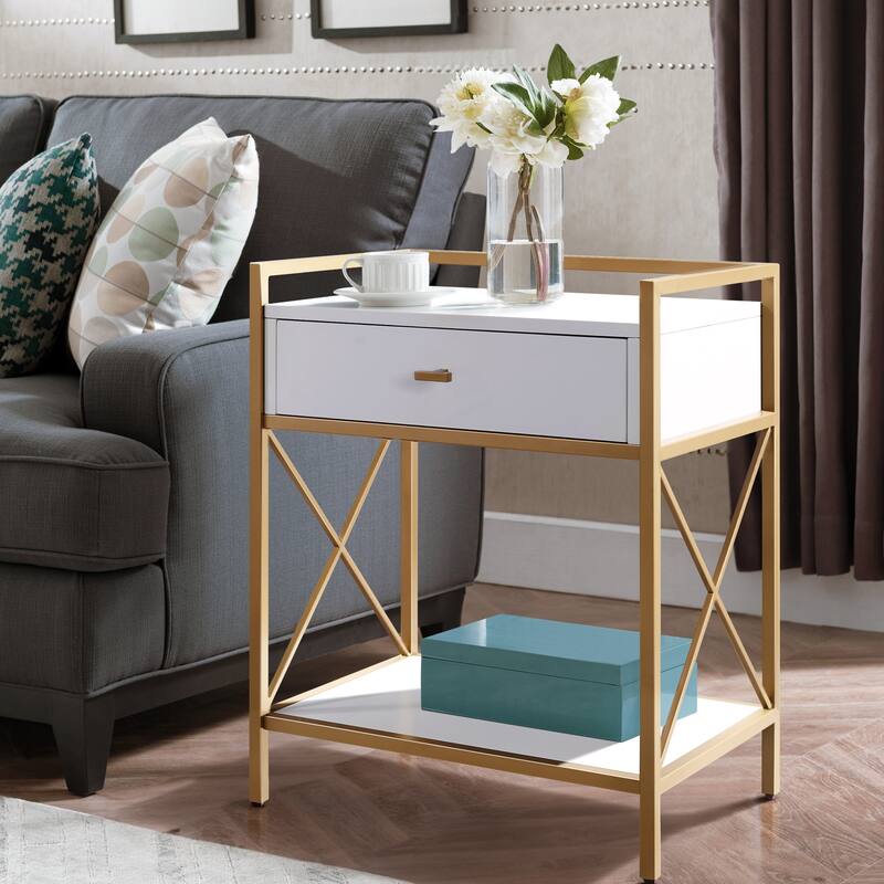 Contemporary Charging One Drawer Nightstand Side Table
