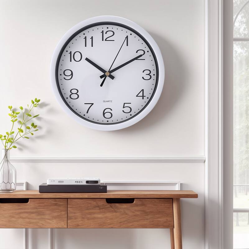 Wall Clock, Silent Non Ticking Battery Operated Modern Clocks for Home, Office, School 8x8x1.6 Inch - 8 x 8 x 1.6 Inch - White