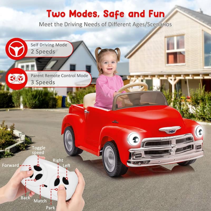 12V Kids Ride On Car, Licensed Chevrolet 3100 Pickup Battery Powered Electric Vehicle