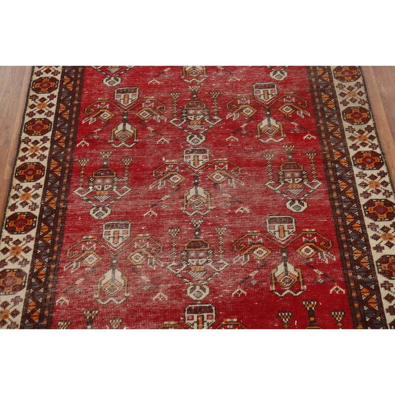 Geometric Balouch Persian Rug Hand-Knotted Traditional Wool Carpet - 3'7" x 6'6"