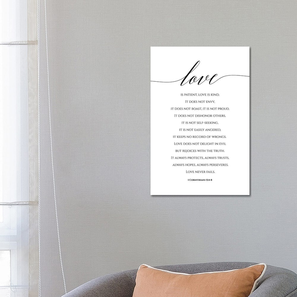 iCanvas "Love Is Patient, Love Is Kind, 1 Corinthians 13_4-8" by Eden Printables Canvas Print