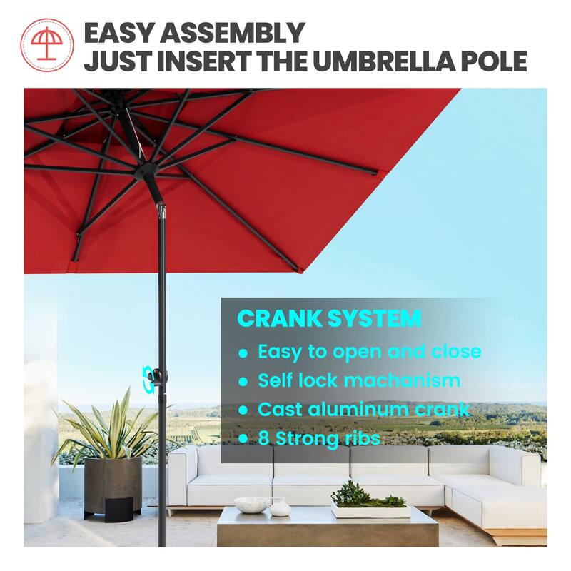 Crestlive Products 9 x 5 FT Double Top Patio Outdoor Market Umbrella and Base Stand