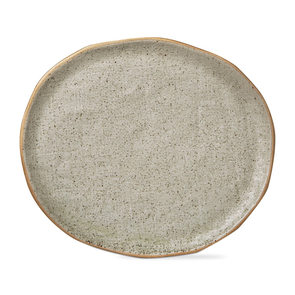 Speckle Texture Glaze Serving Platter Taupe Brown Porcelain Dishwasher Safe 11.4 x 9.8 x 4 inches Everyday Use - Yellow