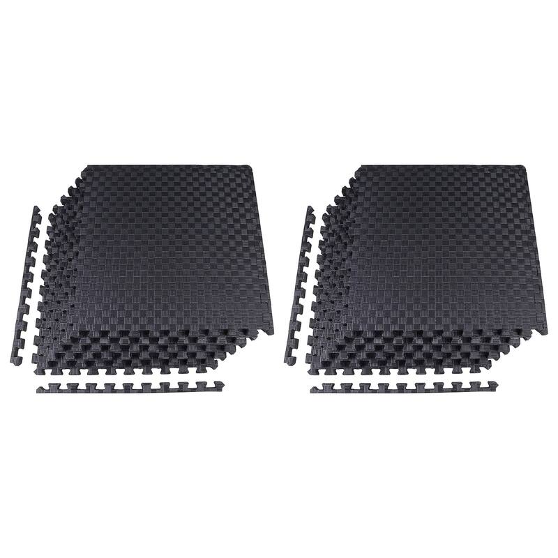 BalanceFrom Fitness Foam Interlocking Exercise Floor Mat, 24 SqFt, Black 2 Pack - 7.90