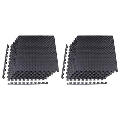 BalanceFrom Fitness Foam Interlocking Exercise Floor Mat, 24 SqFt, Black 2 Pack - 7.90