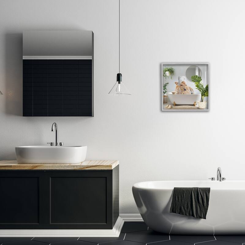 Stupell Pampered Cow in Bath Framed Giclee Art Design By CAD Designs