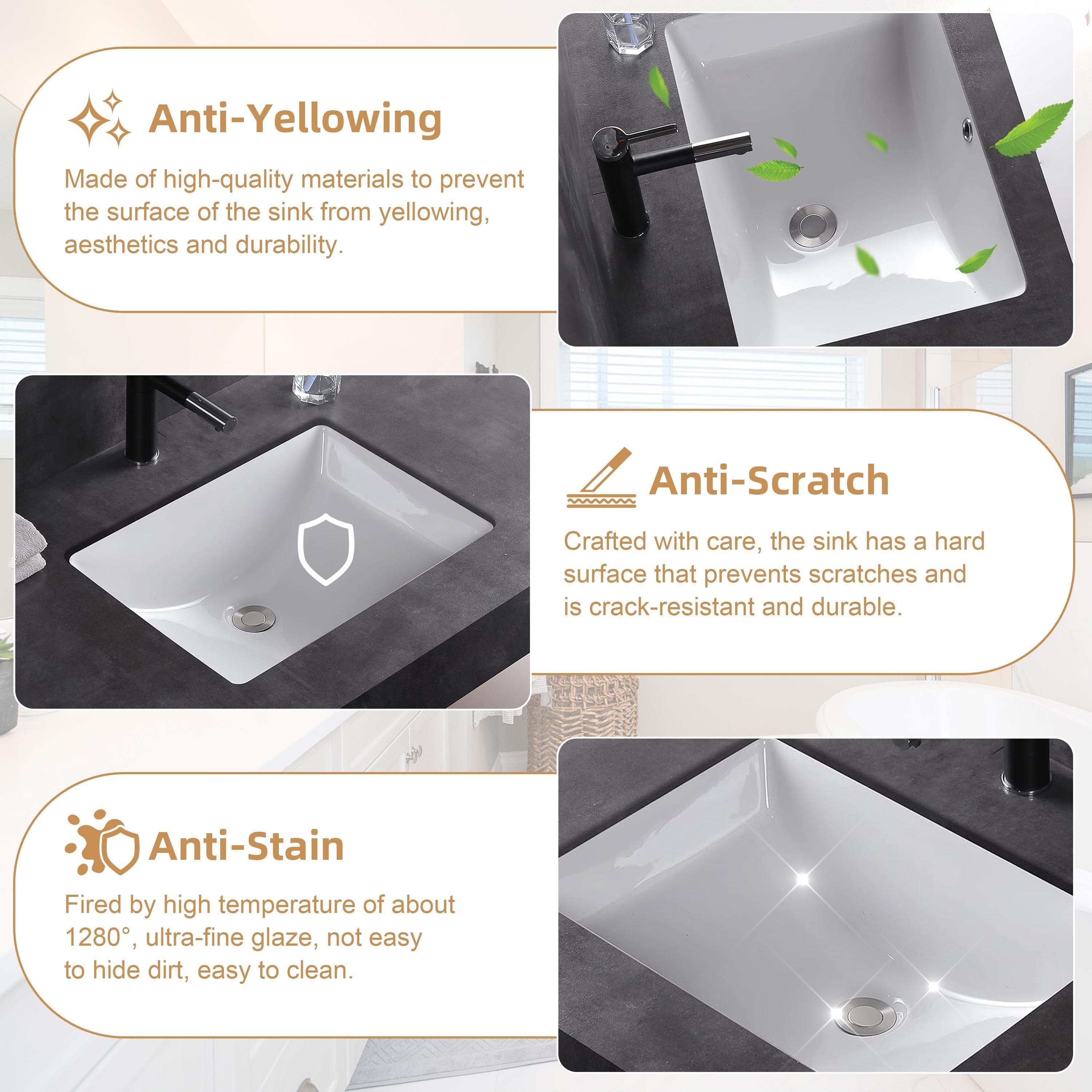 CB HOME 20'' x 14'' Undermount Bathroom Vanity Sink
