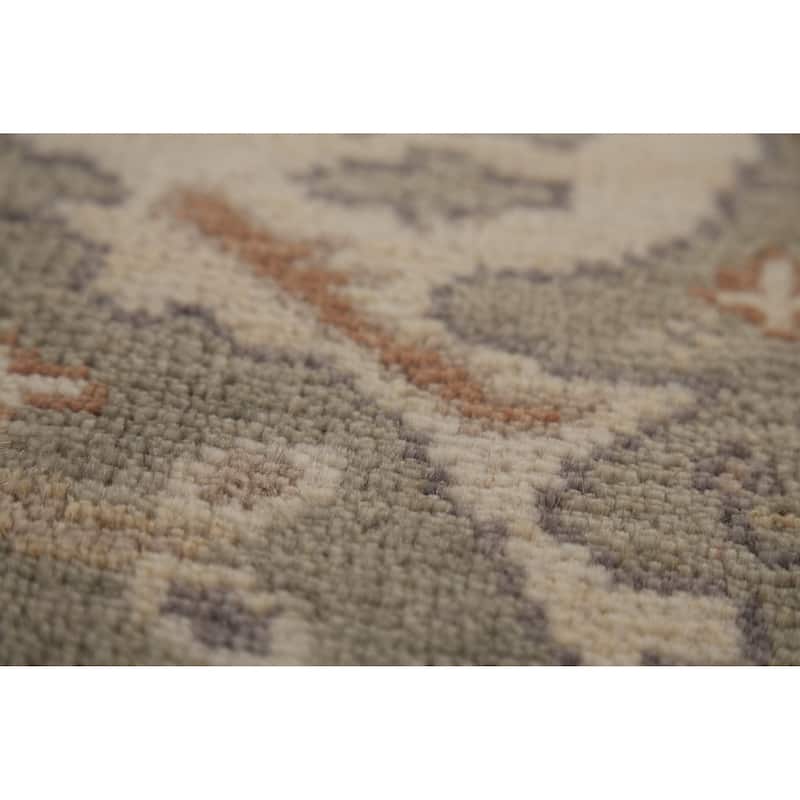 All-Over Oushak Indian Runner Rug Hand-Knotted Wool Carpet - 2'7"x 10'0"