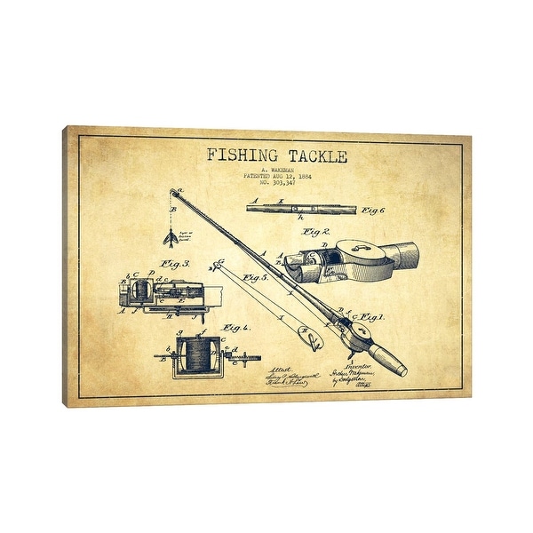 iCanvas "Fishing Tackle Vintage Patent Blueprint" by Aged Pixel Canvas Print. Opens flyout.