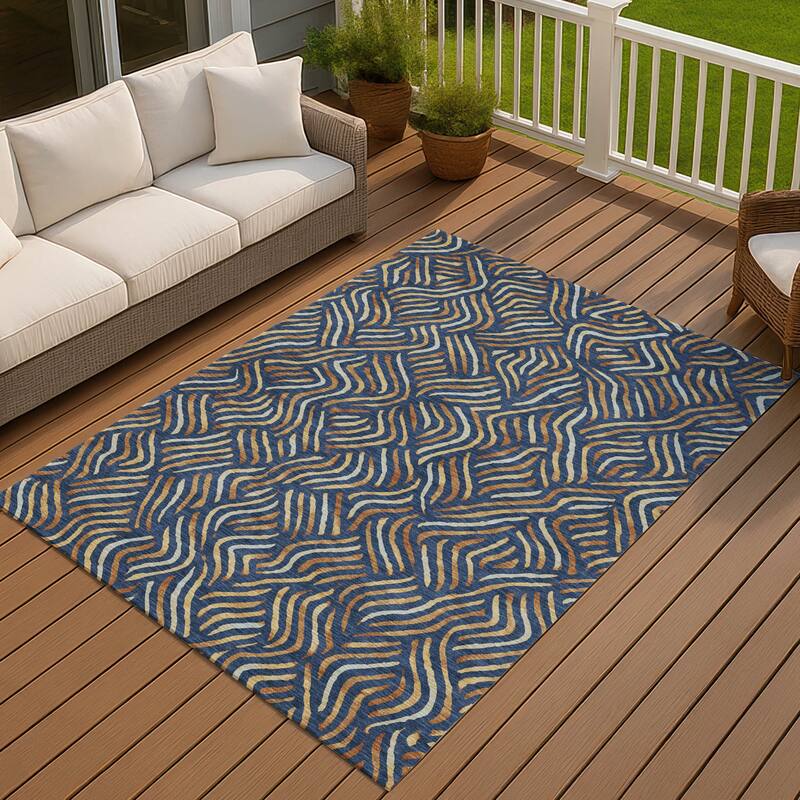 Machine Washable Indoor/ Outdoor Modern Jamie Chantille Rug