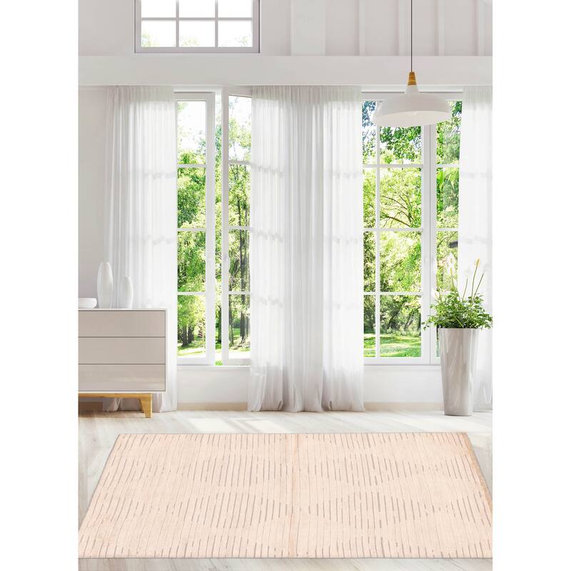 ECARPETGALLERY Hand-knotted Tangier Beige Wool Rug - 5'5 x 7'7