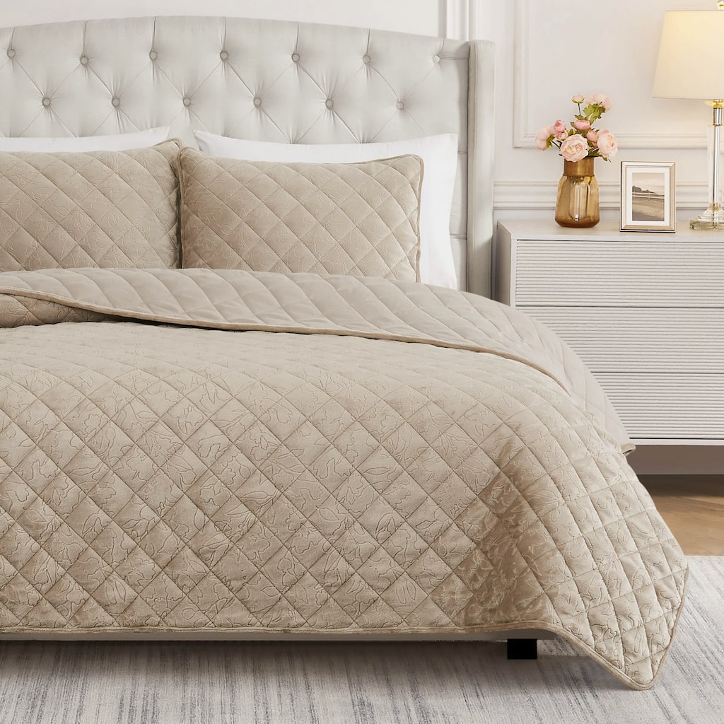 BCBG Maeve Embossed Plush Quilt Sets
