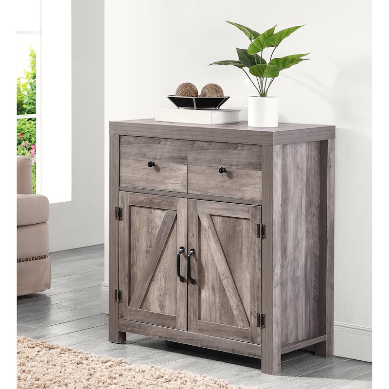 Ledel Farmhouse 2-Drawer Storage Cabinet 2-Door Accent Cabinet