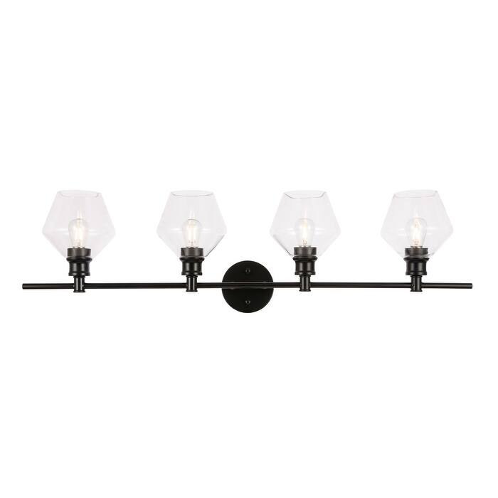 Gwyneth 4-light Clear Glass Wall Sconce - Black