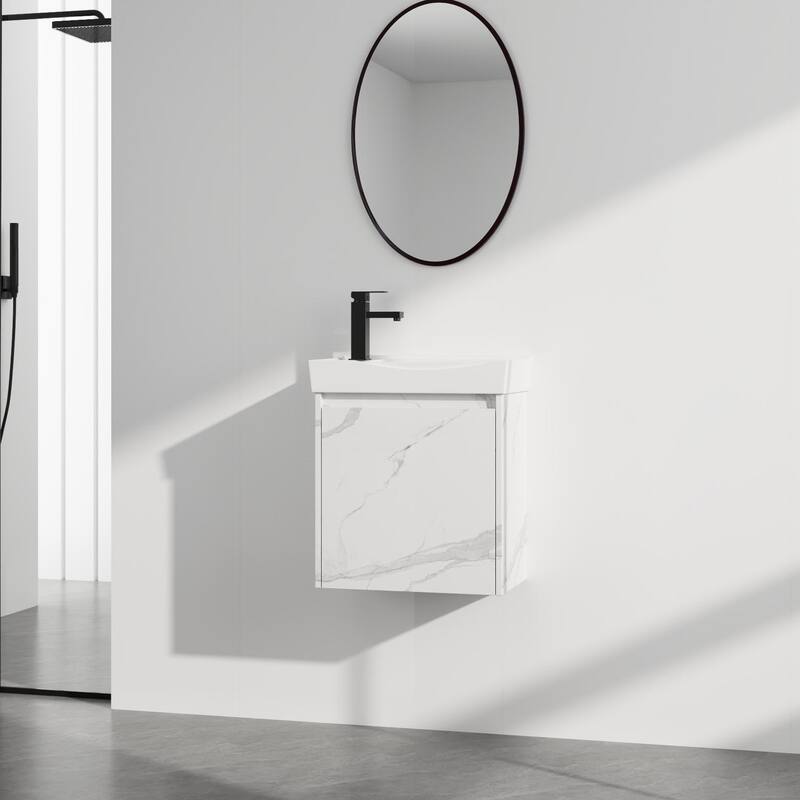 ARTCHIRLY 16/20/24/30/36 Inch Bathroom Vanity With Sink, Floating Bathroom Vanity With Soft Close Door