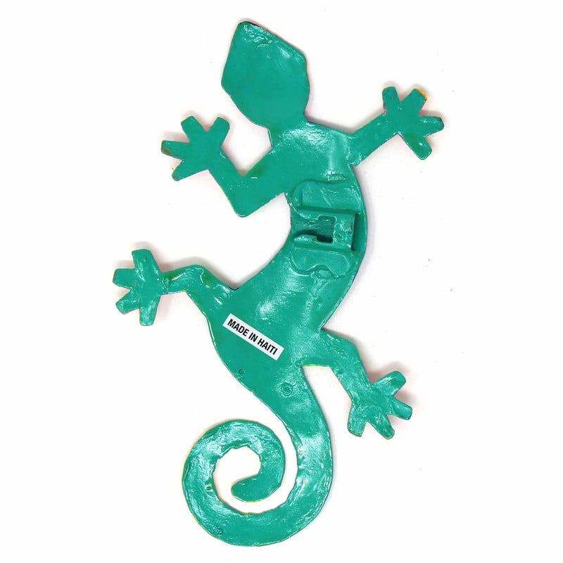Handmade Recycled Metal Gecko Wall Art (Haiti)