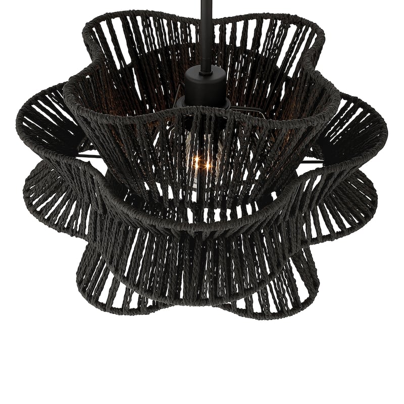 Acroma 1-light Farmhouse Coastal Woven Chandelier for Dining Room - 16'' D * 61'' H