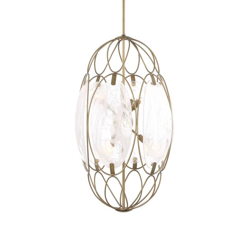 Uttermost Valencia 6 Light Glass Panel Pendant - 19"W x 19"D x 31"H