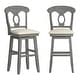 preview thumbnail 17 of 30, Ronda Napoleon Back Wood Swivel Chair Antique Grey - Bar Height