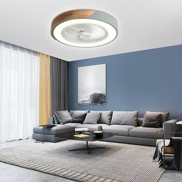 slide 2 of 23, 22In Enclosed Low Profile Dimmable Ceiling Fan With Light Wood/Acrylic