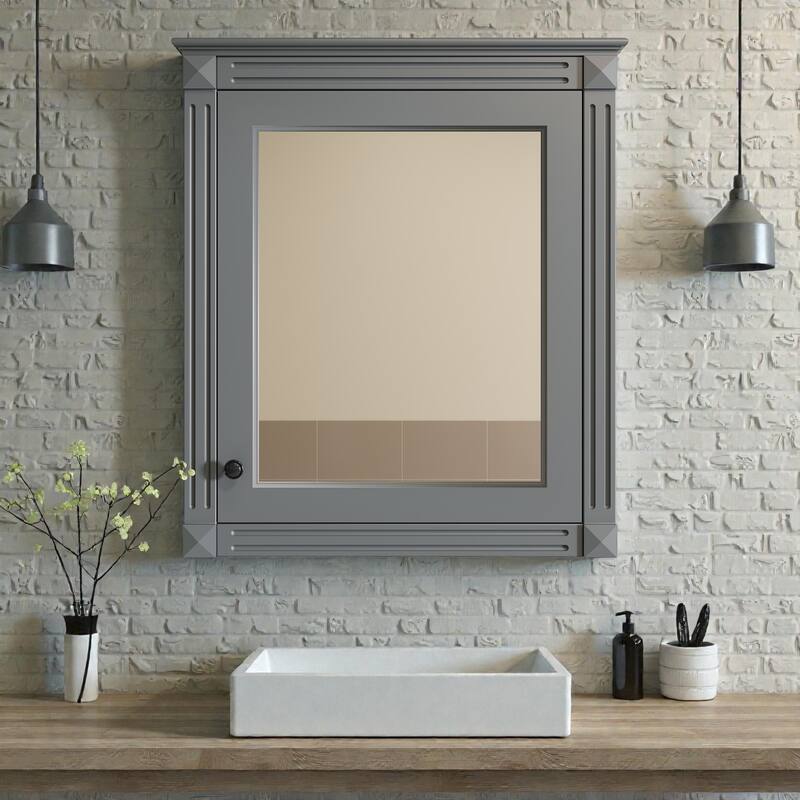 24" Wall Mounted Bathroom Storage Cabinet with Mirror, Over the Toilet Space Saver Medicine Cabinet