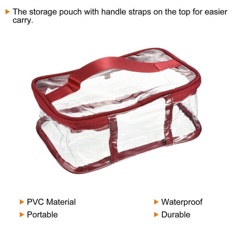 2Pcs 8.3"x5.9"x3.5" Clear PVC Toiletry Makeup Bag with Zipper Handle