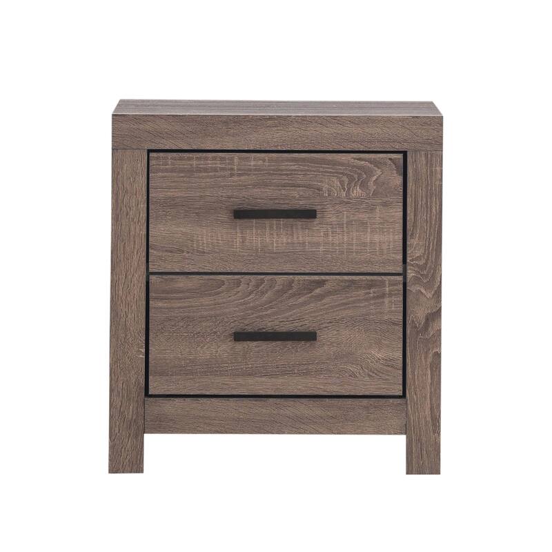 2 Drawers Wooden Nightstand in Barrel Oak