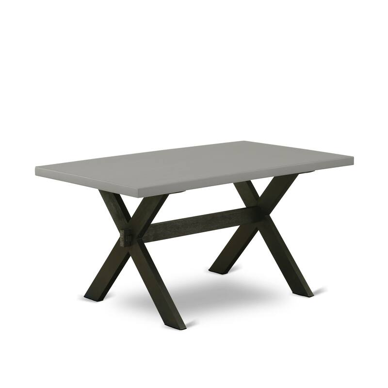 East West Furniture modern dining set - a breakfast table & Stackable dining chairs - Wire-brushed Black (Pieces & Seat Options)