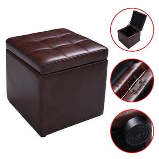 Leather Storage Cube Online At Our Best Living Costway 16 Cube Ottoman Pouffe Storage Box Lounge Seat Footstools With Hinge Top Brown