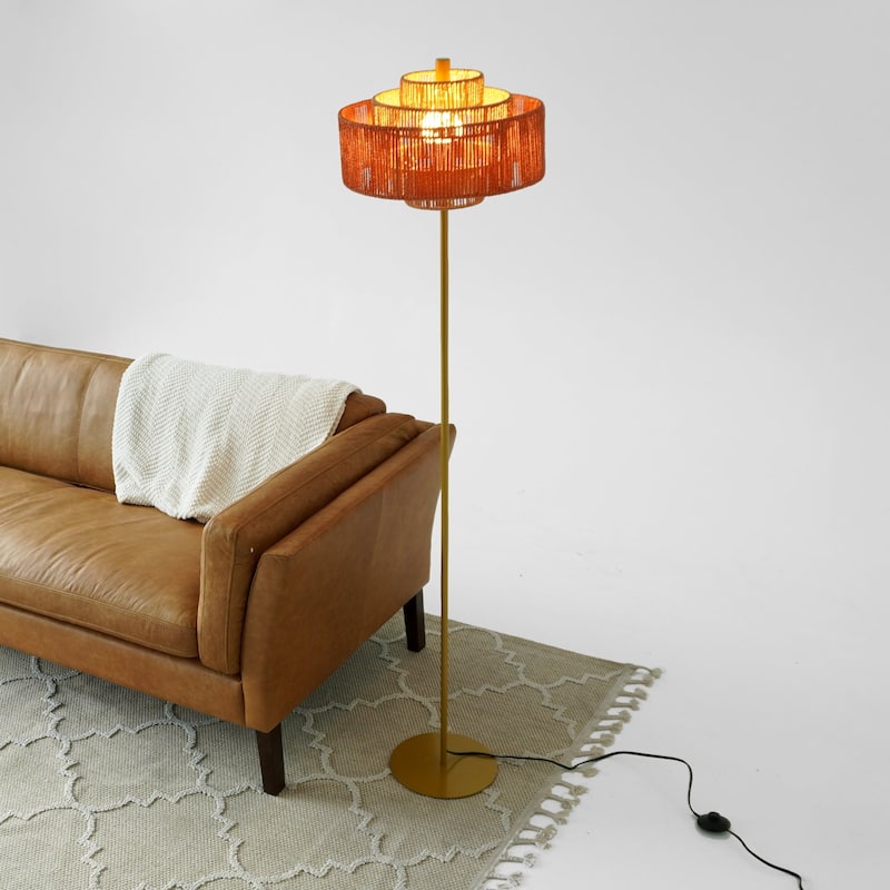 Modern Tripod Floor Lamp, Stable Standing Light with Fabric Shade for Living Room, Bedroom & Lounge Decor, 110-120V
