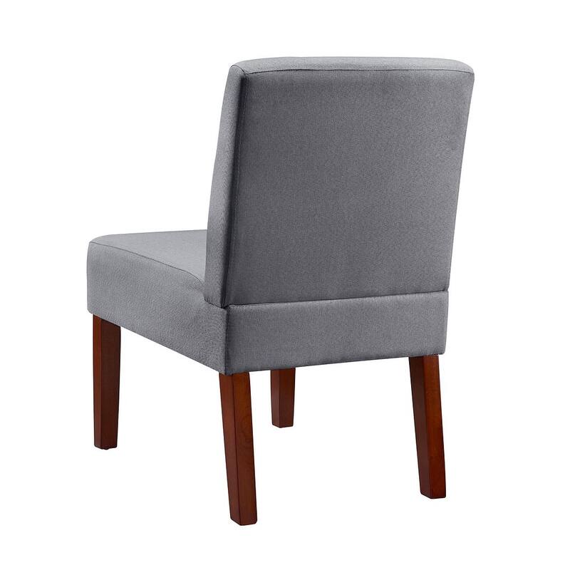 Modern Fabric Armless Chair Set of 2 with Round Wooden Table