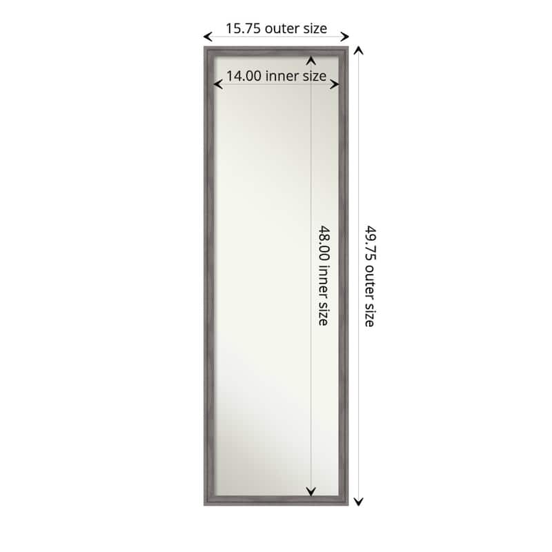 Florence Non-Beveled Framed Full-Length On the Door Mirror - Glass Size 14x48 - Florence Grey