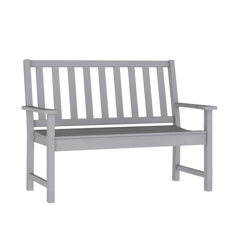Indoor-Outdoor Recycled HDPE Bench with Contoured Seat and Integrated Arms