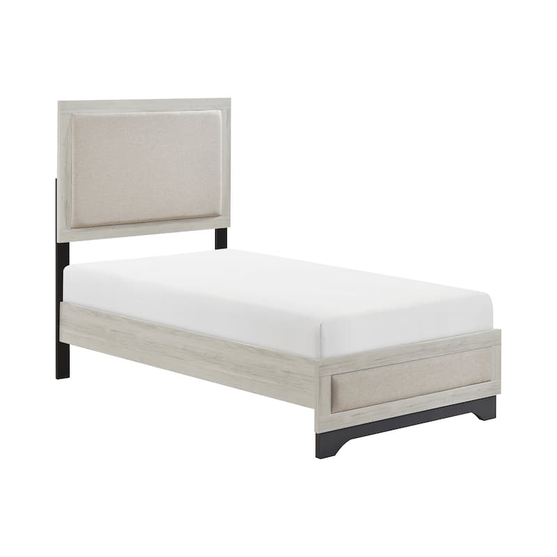 Platform Upholstered Bed Frame 1pc Contemporary Furniture - Twin