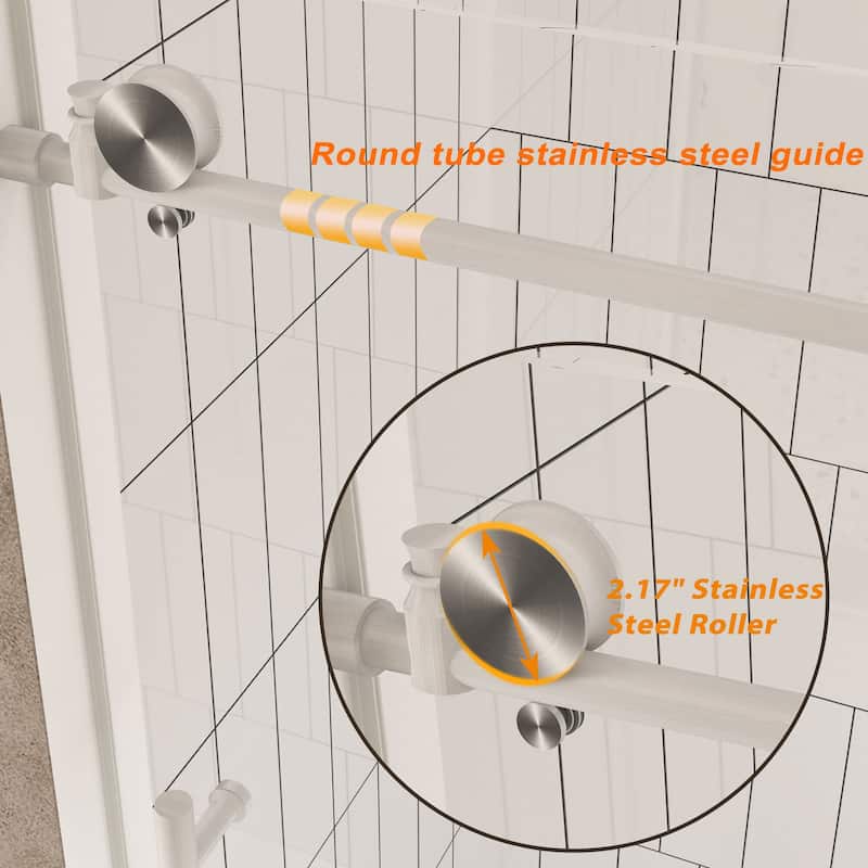 60 "W x 60" H Frameless Shower Door with Stainless Steel Handle - 60'' x 0.31'' x 60''