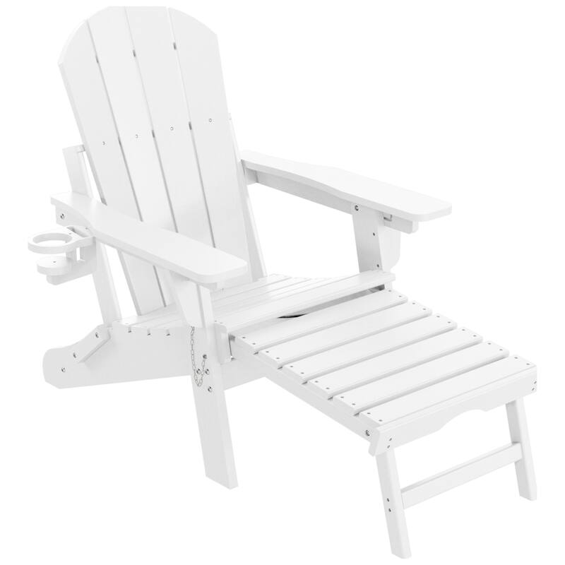 Laguna Outdoor Folding Adjustable Adirondack Chair with Cup Holder & Hideaway Ottoman