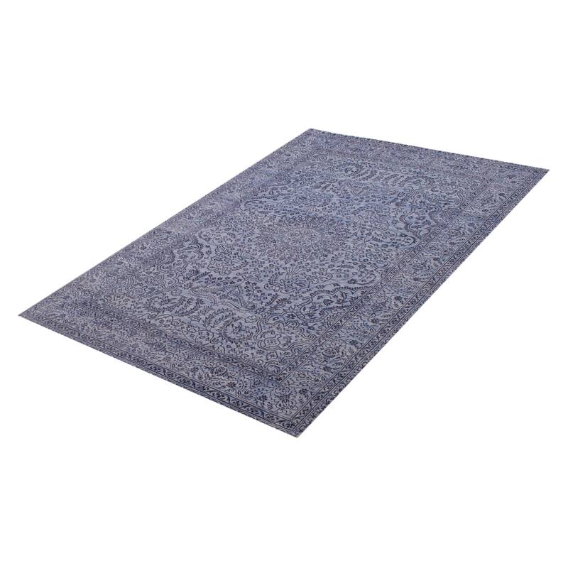 ECARPETGALLERY Hand-knotted Heritage Light Denim Blue Silk, Wool Rug - 5' 11" x 9'