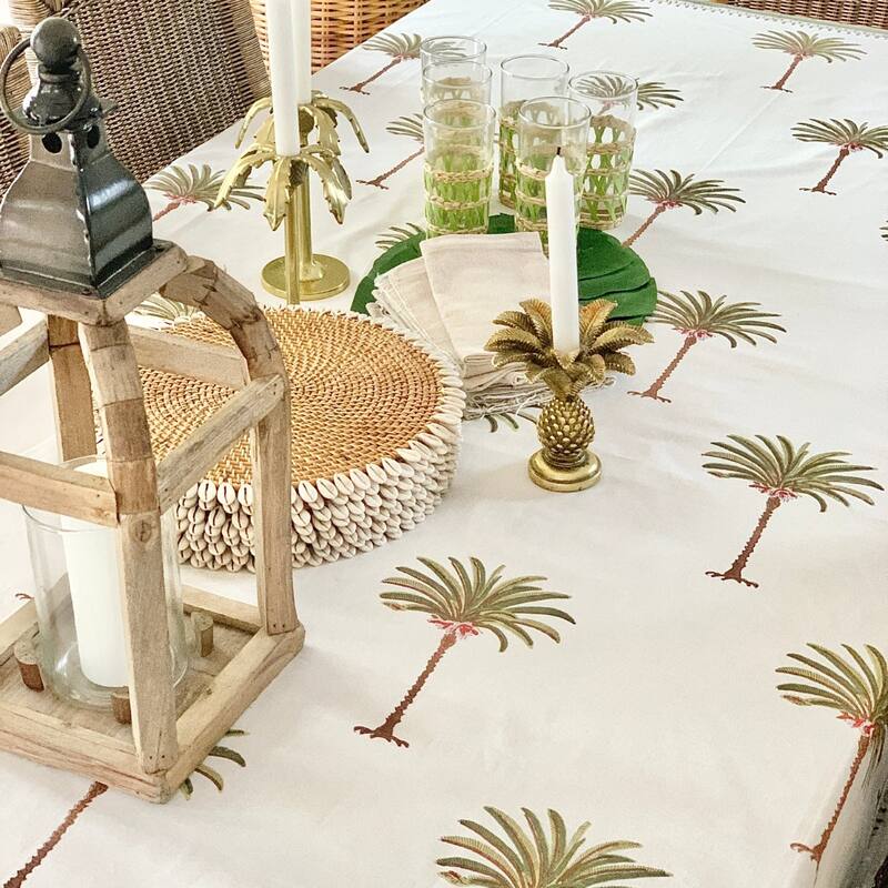 Square Tablecloth- Palm Tree Green