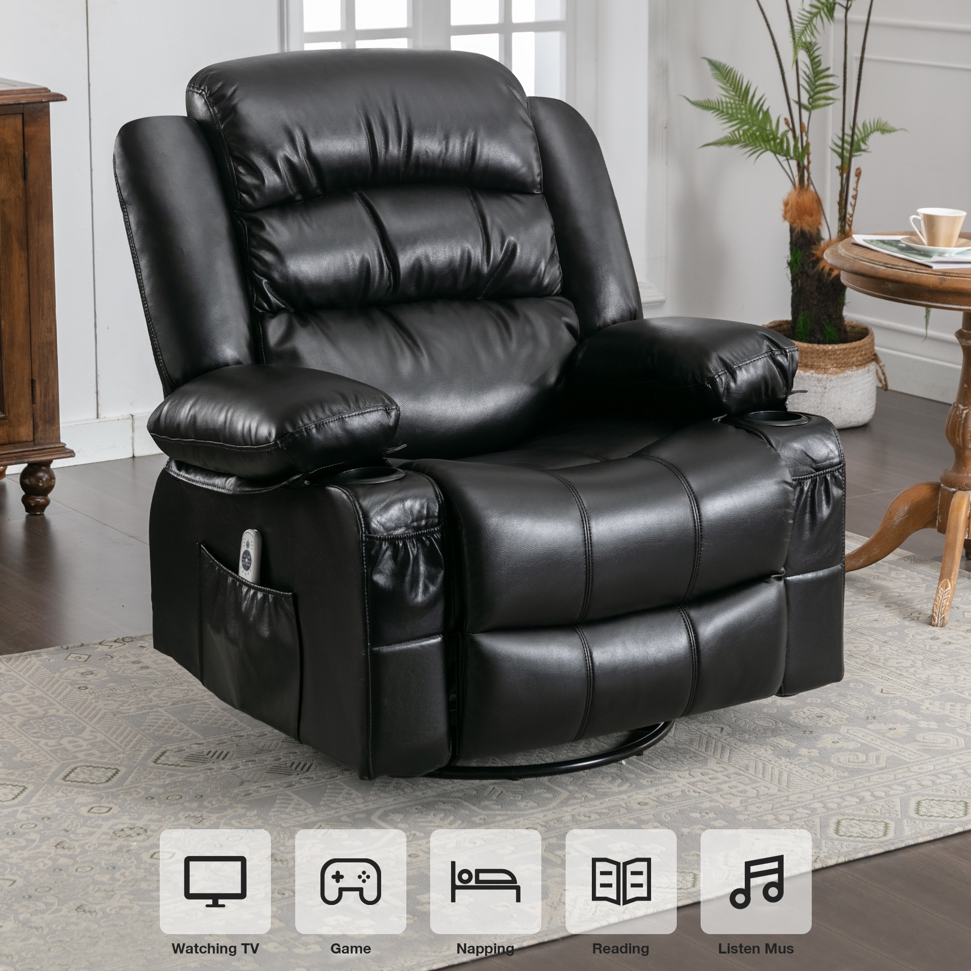Ergonomic manual sales recliner with massage