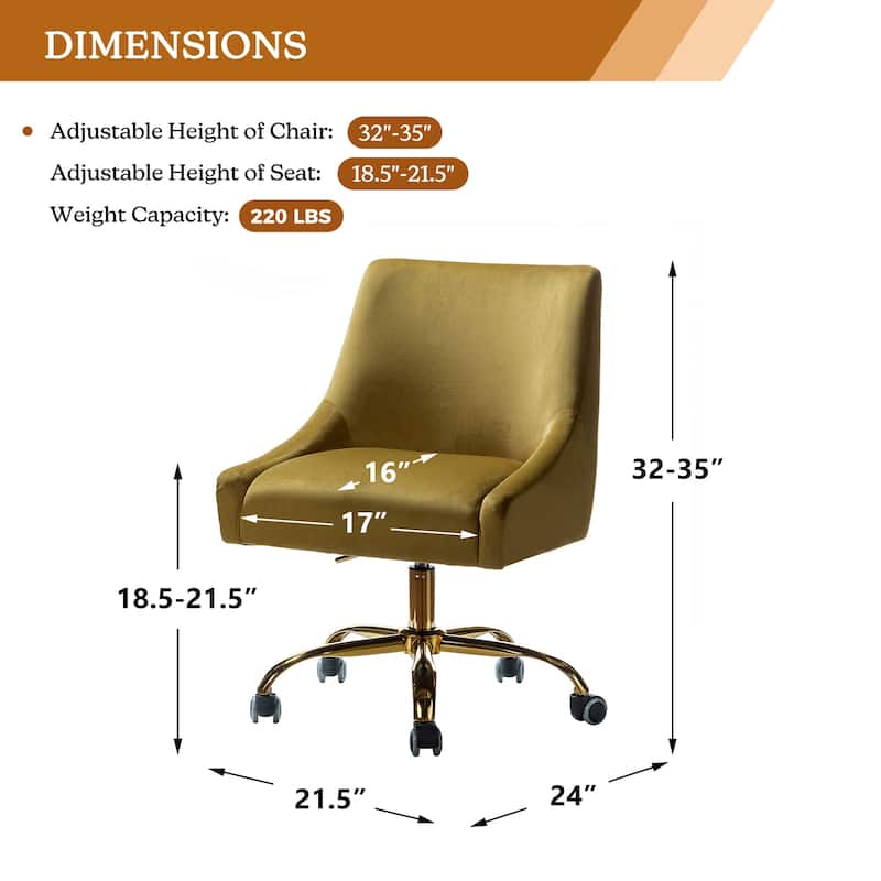 Carina Modern Upholstery Task Chair with Golden Base by HULALA HOME