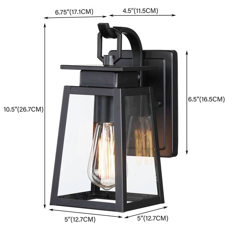 1-Light Exterior Wall Light with Clear Glass - Matte Black
