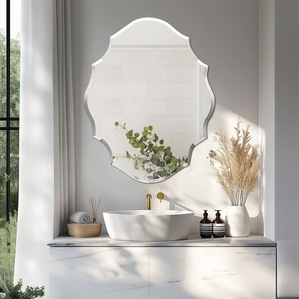 Brauthon Frameless Bathroom Mirror, 24" X 40" Arched Frameless Mirror For Wall Beveled, Arch Wall Mounted Vanity Bathroom Mirror For Over Sink, Bedroom, Gym-534126