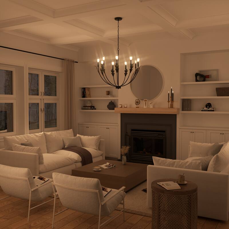 Acroma Black Vintage Leaf Pattern Pendant Light Ideal for Living Room Lighting