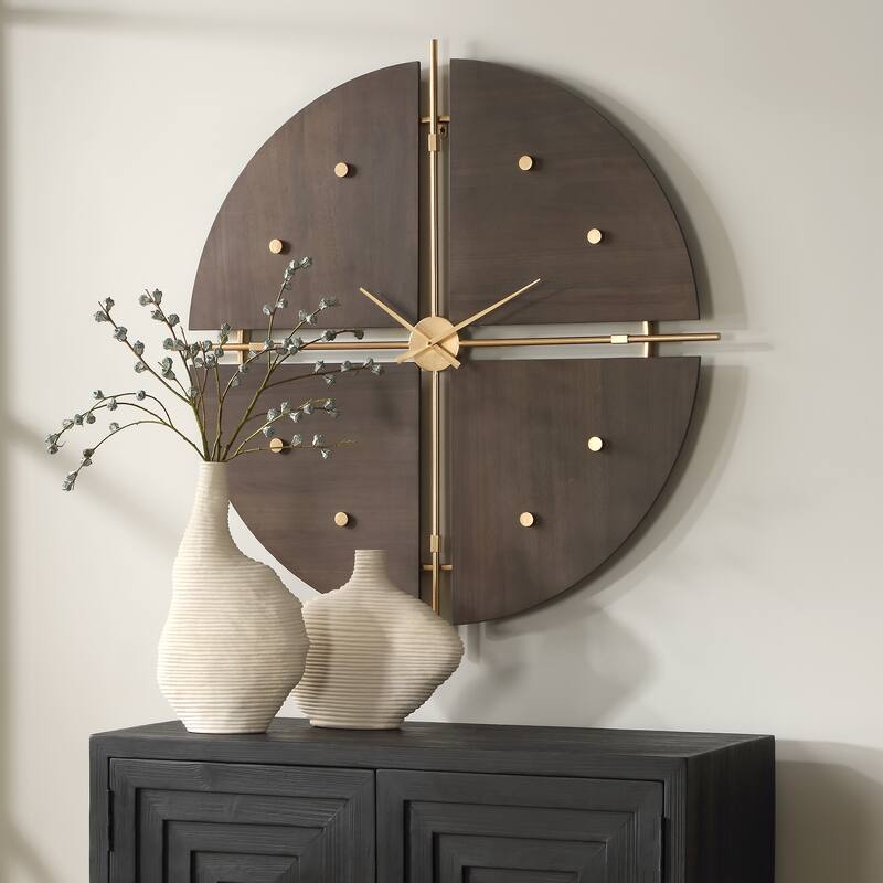 Uttermost Walnut Elegance Wall Clock - 38"H x 38"W x 2.75"D