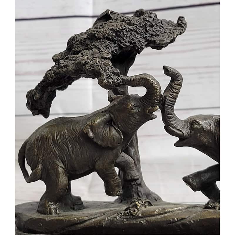 Imitative Elephant Family On The African Savannah Bronze Metal Statue Sculpture Decor Art
