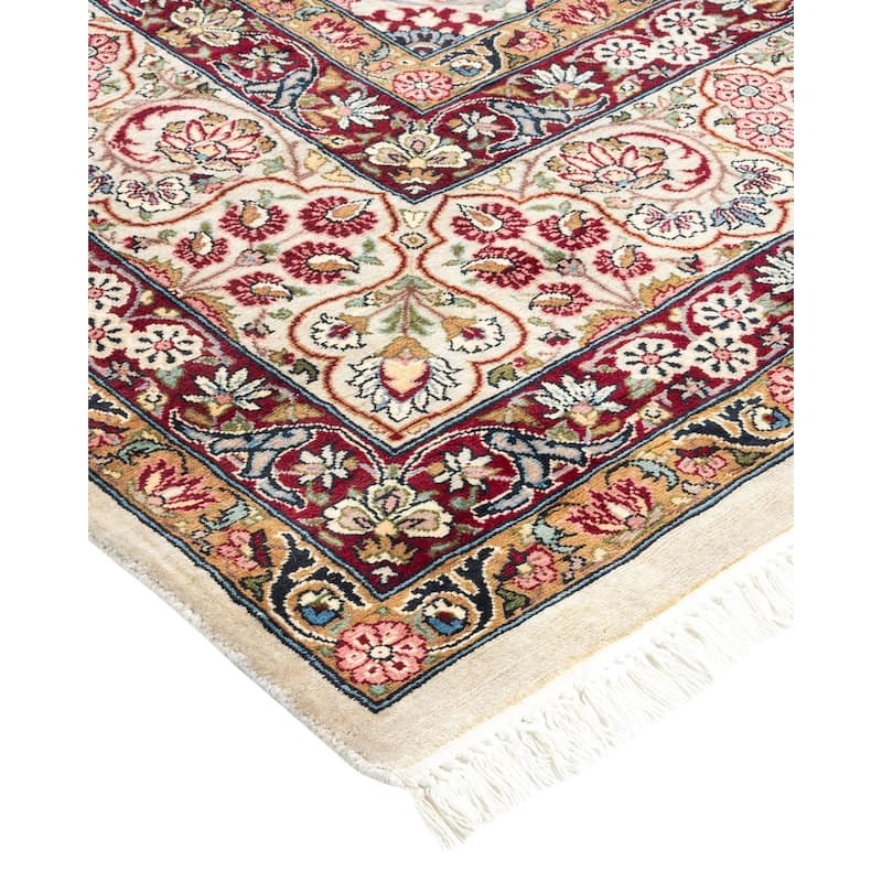 Overton Hand Knotted Wool Vintage Inspired Traditional Mogul Ivory Area Rug - 8'0" x 10'9"