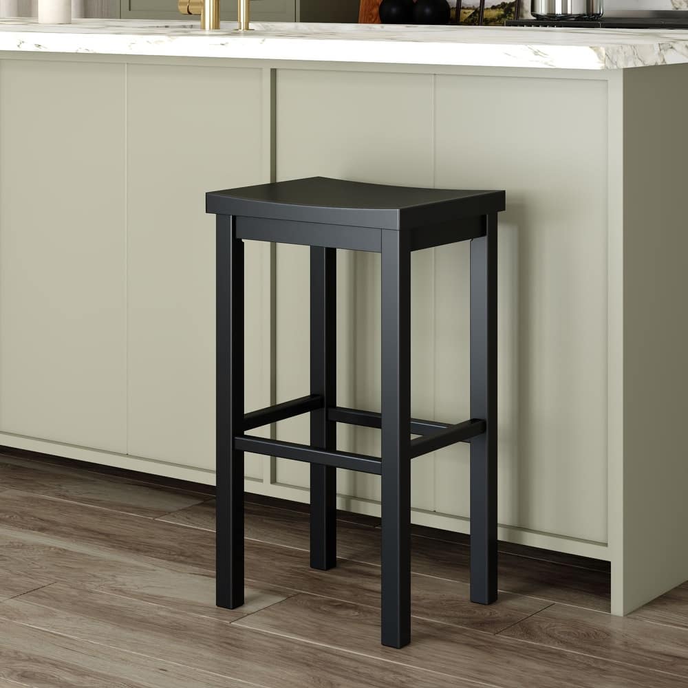 Now Furniture Solid Wood Backless Saddle Seat Bar Height Stool