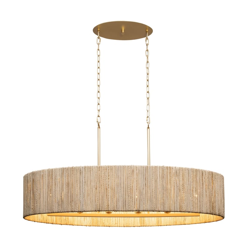 Smithsonian Jacob's Ladder 6-Light 48" Long Kitchen Island Pendant with Handwoven Shade - N/A