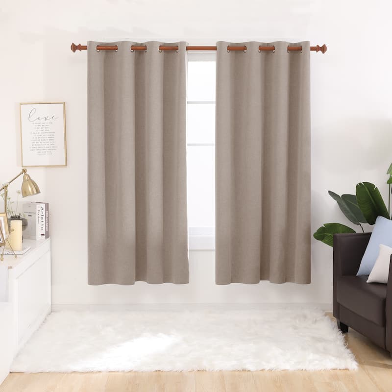 Deconovo Total Blackout Faux Linen Curtains 2 Panels