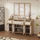 preview thumbnail 3 of 31, Rustic Carved Wood Sideboard Cabinet with Bonus Matching Wall Art Buffet Console Table